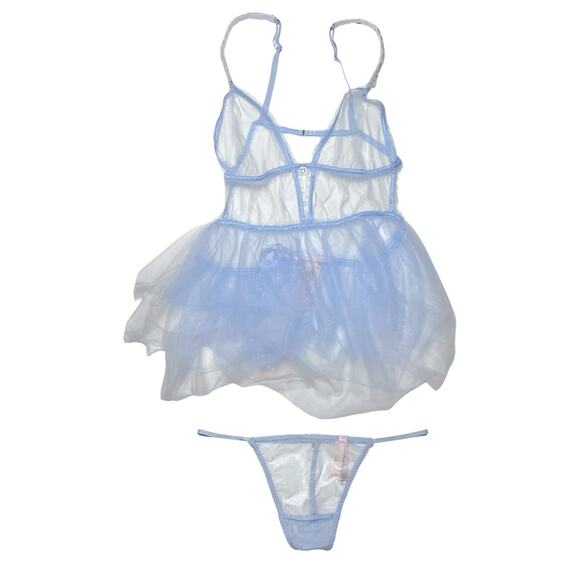 Victoria's Secret Very Sexy Glitter Twinkle Tulle Apron and Panty Set Size Small